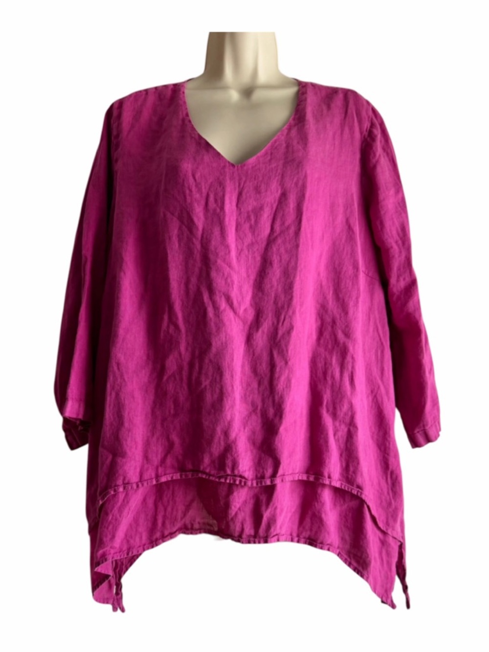 La Fixsun Linen V Neck Double Layer Top
